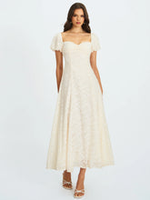 Pandora White Bubble Sleeve Backless Maxi Dress