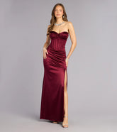 Alissa Satin Corset Slit Formal Dress
