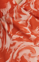 Dylana Midi Dress - V Neck Flutter Sleeve Dress in Rust Swirl
