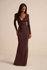 Jennifer Brown Jersey Knit Cowl Neck Maxi Dress