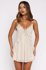 Can't Resist You Mini Dress Cream/Choc Polka Dot