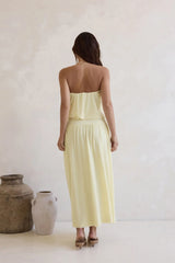 Calling Me Mesh Strapless Maxi Dress Yellow