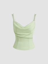 Chiffon Cowl Neck Lettuce Trim Cami Top
