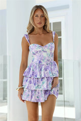 Field Day Chic Off Shoulder Mini Dress Lilac