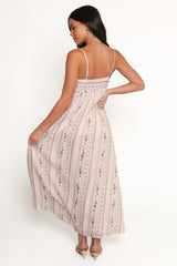 Amaris Maxi Dress - Ivory Mauve Floral