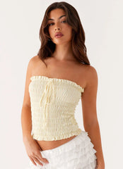 Cordelia Shirred Tube Top - Lemon