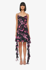 Alba Mini Dress - Neon Heart Print