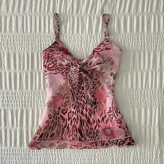 Pink Leopard Floral Knot Top