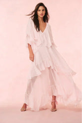 Collia Silk Maxi Dress - Pale Pink