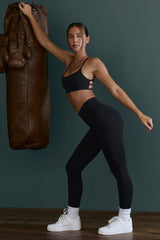 Lightweight Seamless Wrap-Over High-Waist Leggings in Black