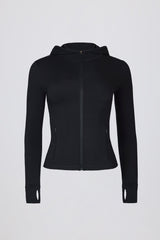 Soft Active Hooded Mid-Layer Jacket in Black