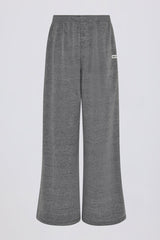 Textured Cotton Button Low-Rise Wide-Leg Joggers in Dark Grey