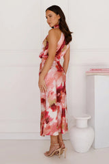 Blossom Trails Satin Maxi Dress Pink
