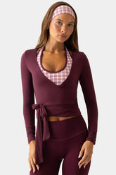 Soft Jersey Wrap Top in Plum