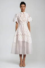 Dimitrios Flower Embroidered Midi Dress