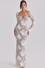 Lucienne Ivory Embroidered Lace Maxi Dress - Limited Edition