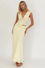 Sun Gaze Sheer Ruched Waist Maxi Dress Butter