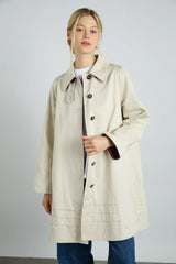 Mercedes Bow Reversible Trench - Gingham & Ecru