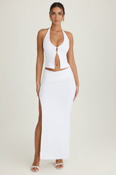 Ruched Maxi Skirt in White