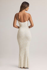 Modal Scoop-Neck Strappy Maxi Dress in Floral Print