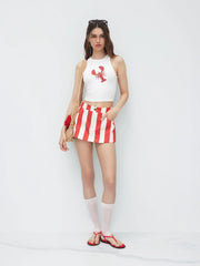 Cotton Low Rise Stripe Pocket Mini Skirt