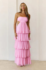 Luxe Mode Strapless Maxi Dress Pink