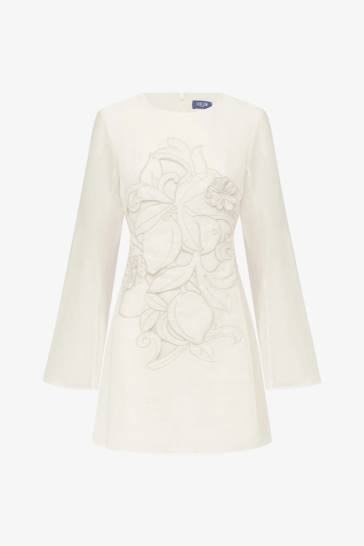 Suzanne Appliqué Bell Sleeve Mini Dress - Snow