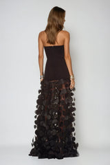 Boryana Dot Strapless Maxi Dress In Black