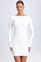 Modal Open-Back Bodycon Mini Dress in White