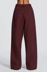 Kirsty Pants - Burgundy Pinstripe