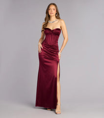 Alissa Satin Corset Slit Formal Dress