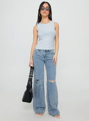 Kadison Low Rise Straight Leg Jeans Mid Wash Blue