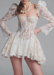 Juliette - Sheer Lace Corset Mini Dress