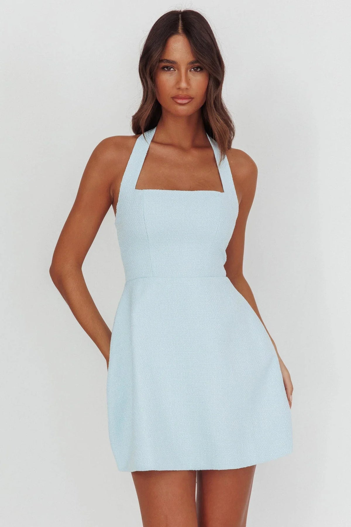 Hendrix Halterneck A-Line Mini Dress Blue