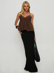 Janeesa Frill Lace Detail Cami Top Brown
