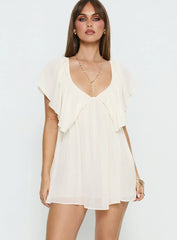 Sun Spirit Plunge Flowy Playsuit Cream
