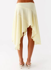Kia Low Rise Asymmetrical Midi Skirt - Yellow
