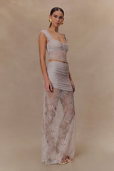 Guinevere Lace And Mesh Top - Lilac