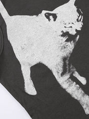 Cat Print Cropped Tank Top