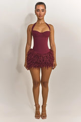 The Zadie Lace Up Corset Top in Wine