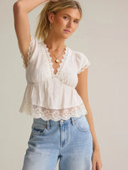 Bella Lace Trim Babydoll Top