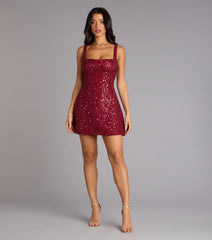 Clarice Sequin Beaded Lace A-Line Mini Dress