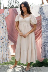 Poppy Midi Dress | Natural + Off White