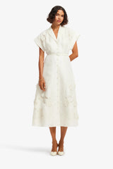 Aubrey Appliqué Shirt Midi Dress - Snow