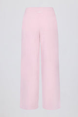 Knit Mid-Rise Wide-Leg Joggers in Soft Pink