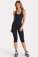 Soft Active Capri Jumpsuit in Black