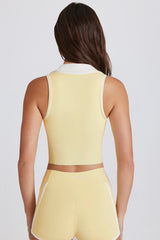 Soft Active Polo Crop Top in Lemon