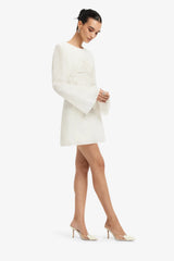 Suzanne Appliqué Bell Sleeve Mini Dress - Snow