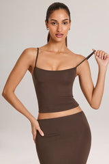 Modal Scoop-Neck Tank Top in Chocolate Brown