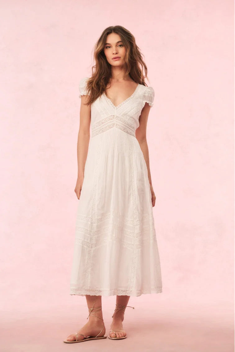 Suvi Cotton Midi Dress - White